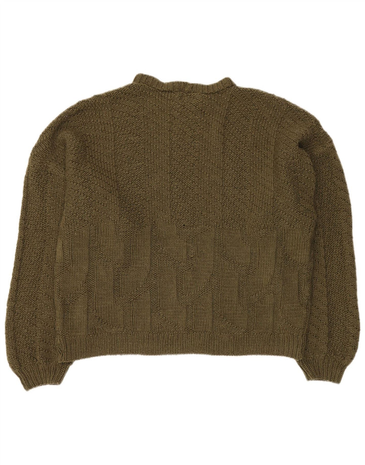VINTAGE Γυναικείο πουλόβερ με λαιμόκοψη μεγάλου μεγέθους UK 18 XL Χακί