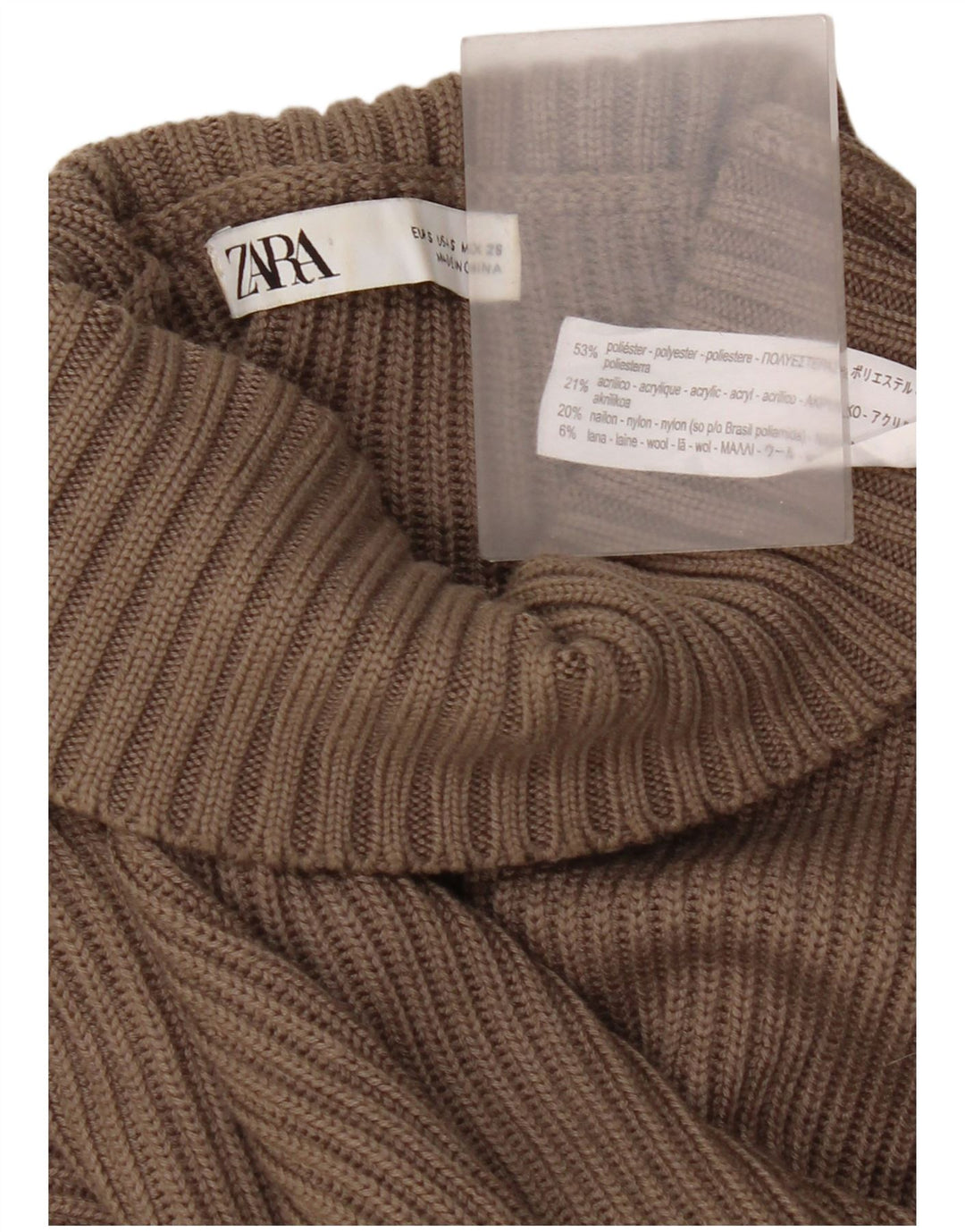 Zara γυναικείο πουλόβερ με λαιμό χελώνα μεγάλου μεγέθους UK 10 μικρό καφέ