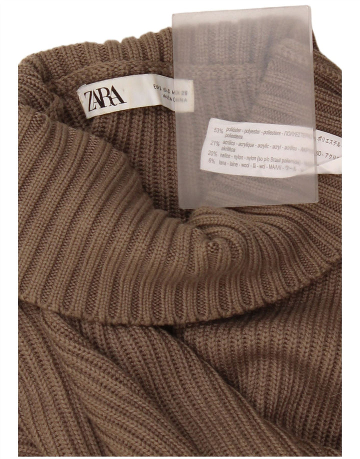 Zara γυναικείο πουλόβερ με λαιμό χελώνα μεγάλου μεγέθους UK 10 μικρό καφέ