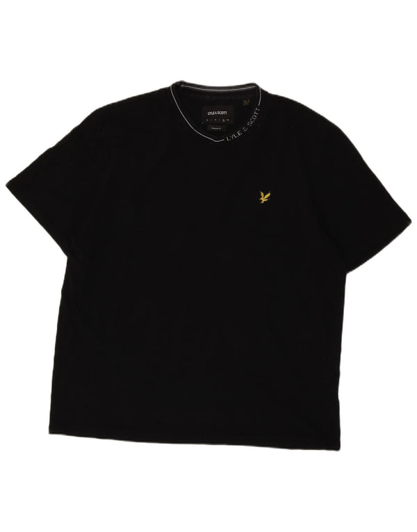 Ανδρικό γραφικό μπλουζάκι Lyle & Scott με γραφικό μπλουζάκι XL μαύρο βαμβακερό