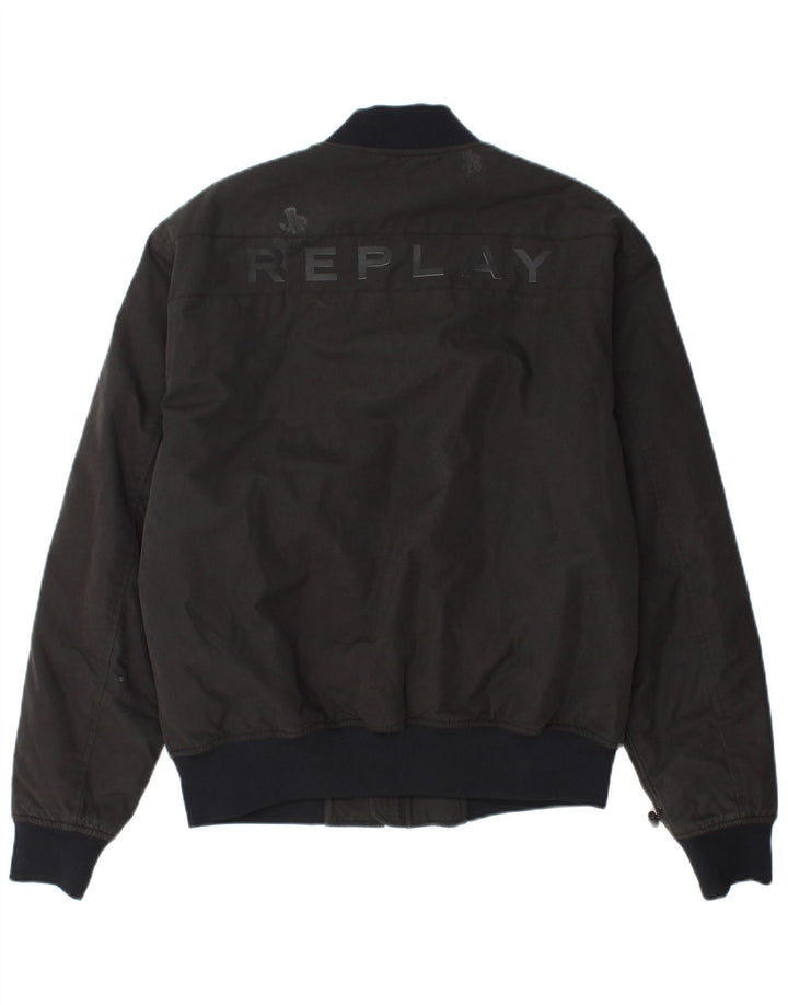 Replay Ανδρικό γραφικό Bomber Jacket UK 38 Medium Grey Colourblock Cotton