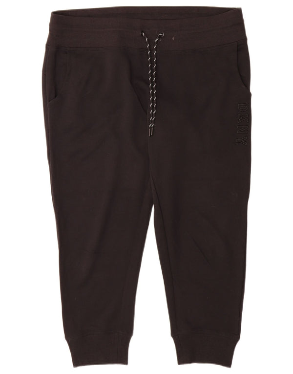 Dkny Womens Graphic Crop αθλητική φόρμα παντελόνι Joggers UK 16 Large Black