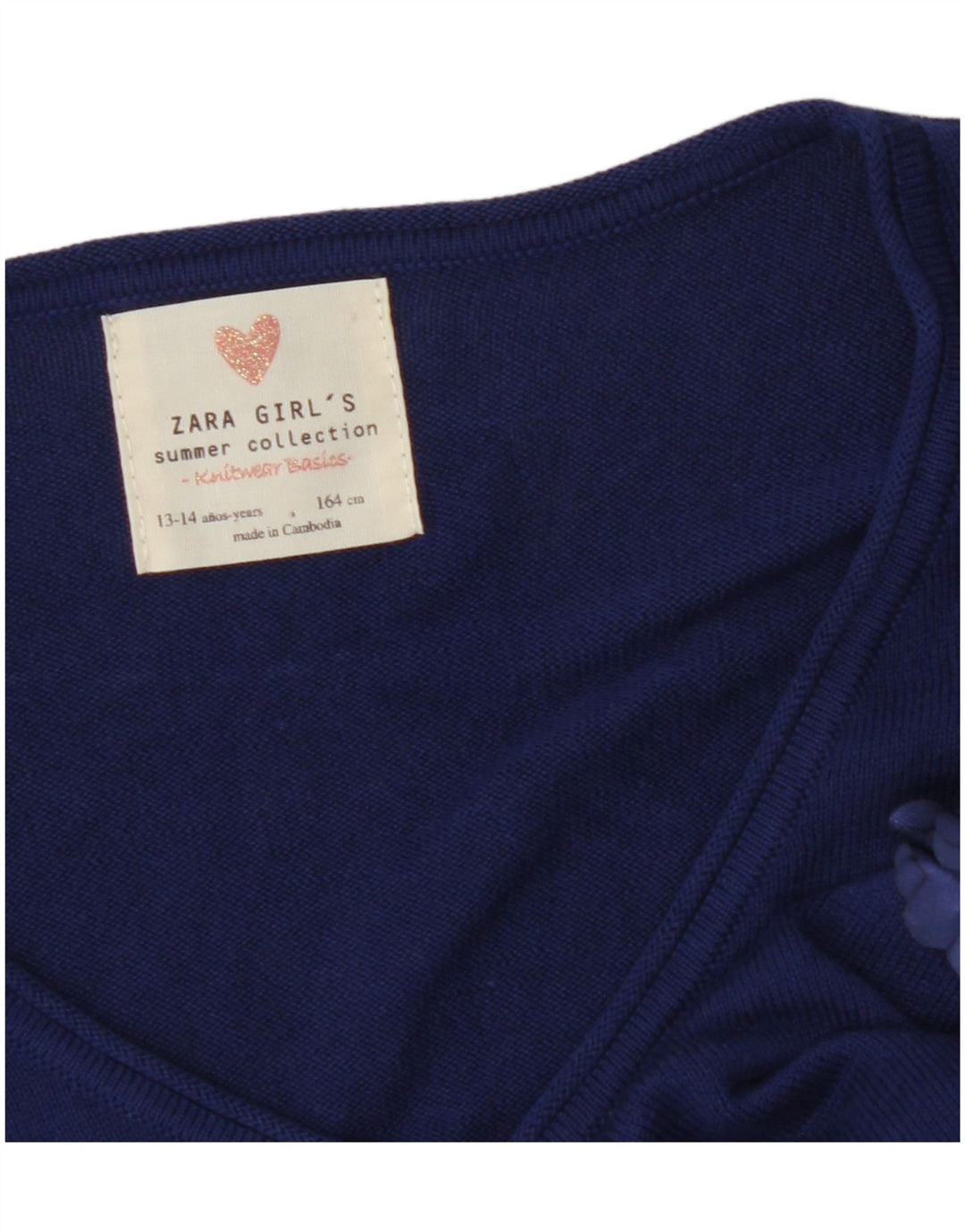 Πουλόβερ ZARA Girls Crop Cardigan 13-14 Years Navy Blue Floral