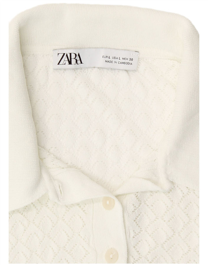 Zara Γυναικείο See Through Τοπ μακρυμάνικο UK 14 Large White