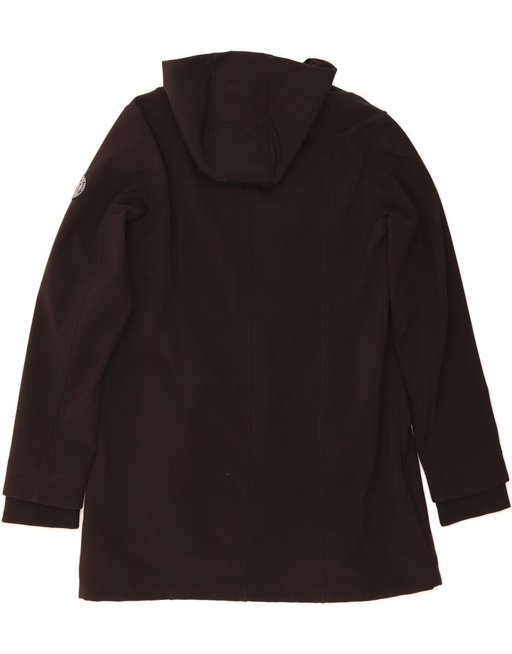 DKNY Womens Hooded Overcoat UK 14 Medium Black Polyester Vintage Dkny and Second-Hand Dkny from Messina Hembry 