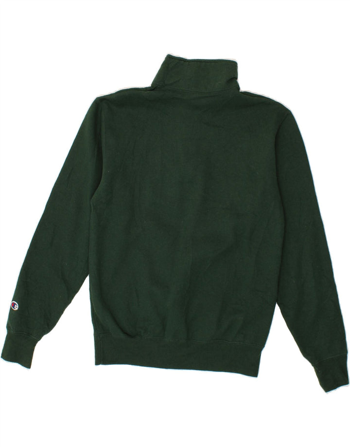 CHAMPION Mens Graphic Zip Neck Sweatshirt Jumper Small Green Vintage Champion and Second-Hand Champion from Messina Hembry 