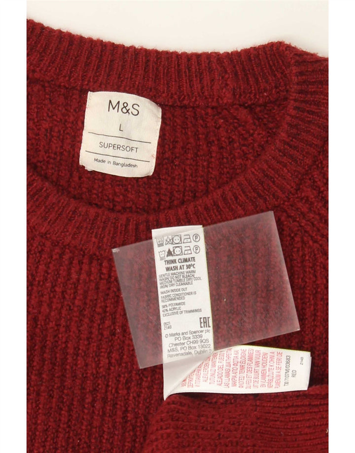 Marks & Spencer Ανδρικό πουλόβερ πουλόβερ με λαιμόκοψη μεγάλου κόκκινου πολυαμιδίου