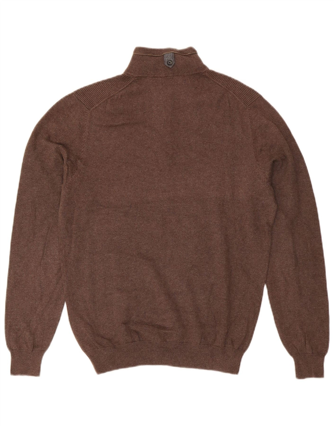 Ανδρικό πουλόβερ Massimo Dutti με φερμουάρ, μικρό καφέ βαμβακερό
