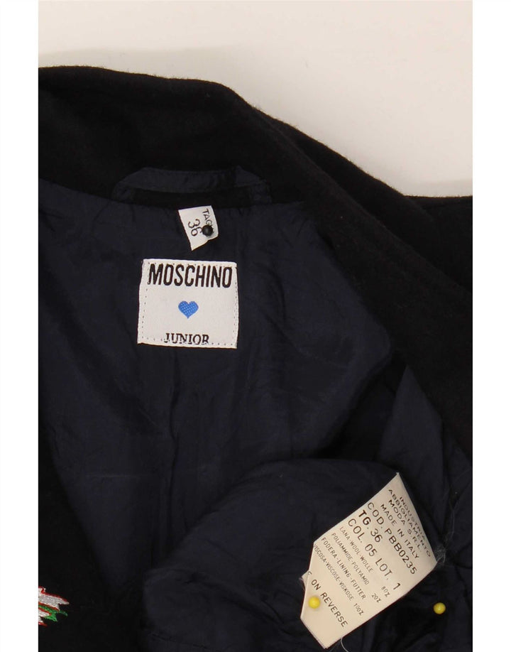 Moschino Girls Double Breasted Blazer Jacket 7-8 Years Navy Blue Wool