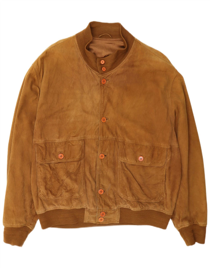 Vintage Ανδρικό Suede Bomber Jacket UK 42 XL Beige