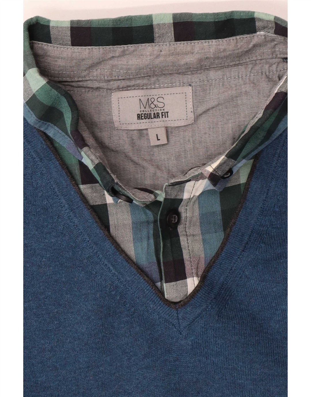 Marks & Spencer Ανδρικό πουλόβερ με κανονική εφαρμογή Polo Large μπλε