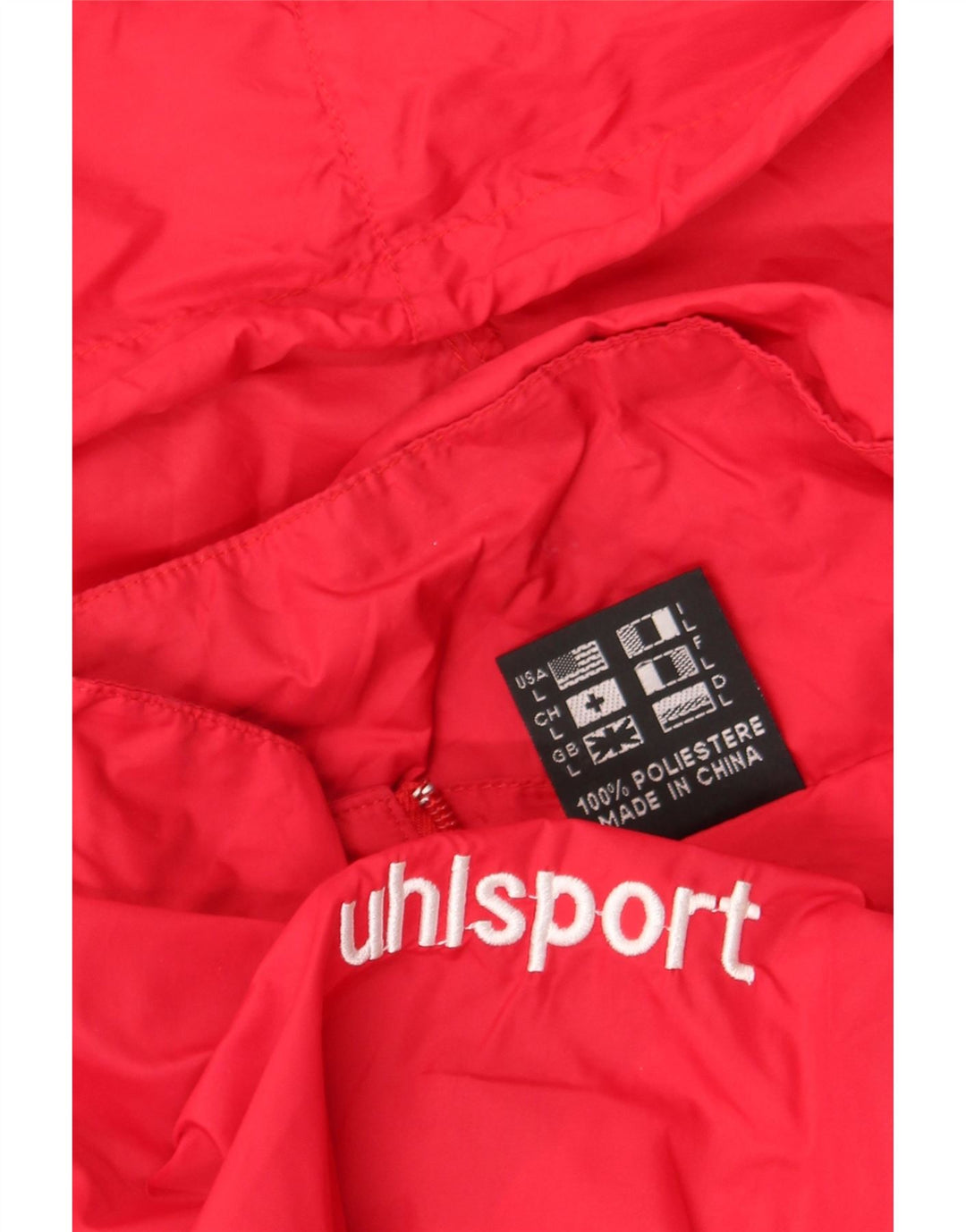 Ανδρικό μπουφάν βροχής με κουκούλα Uhlsport UK 40 μεγάλο κόκκινο πολυεστέρα