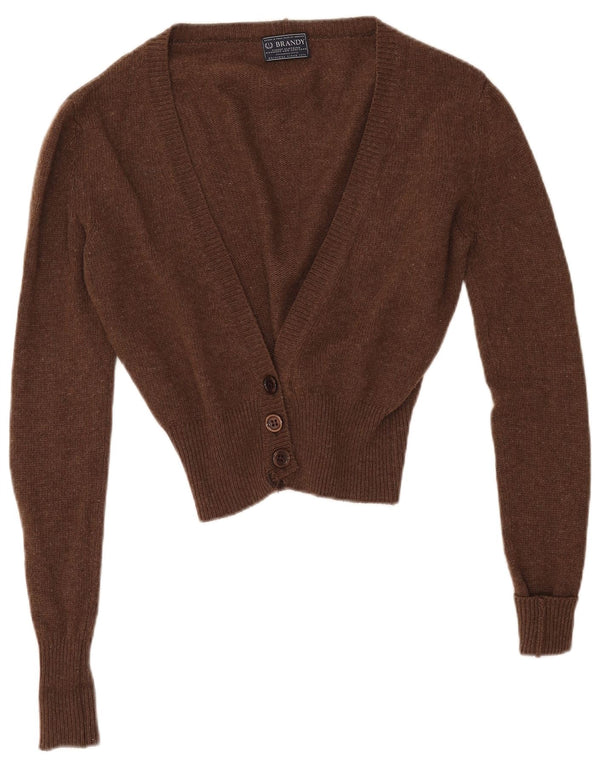 Γυναικεία ζακέτα VINTAGE Crop UK 14 Μαλλί αρνιού μεσαίου καφέ