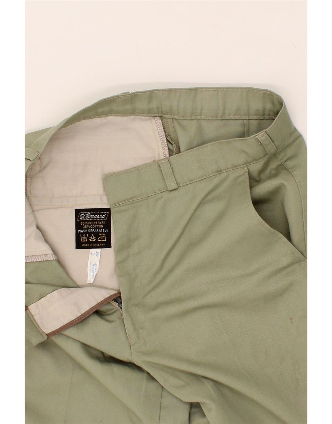 ST. BERNARD Mens Straight Chino Trousers W28 L32 Green Polyester Vintage St. Bernard and Second-Hand St. Bernard from Messina Hembry 