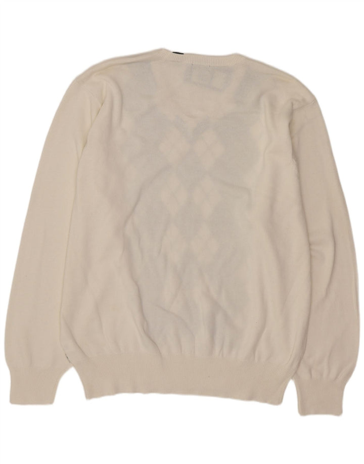 Ανδρικό πουλόβερ Izod με V λαιμόκοψη XL Λευκό Argyle/Διαμαντένιο Βαμβάκι