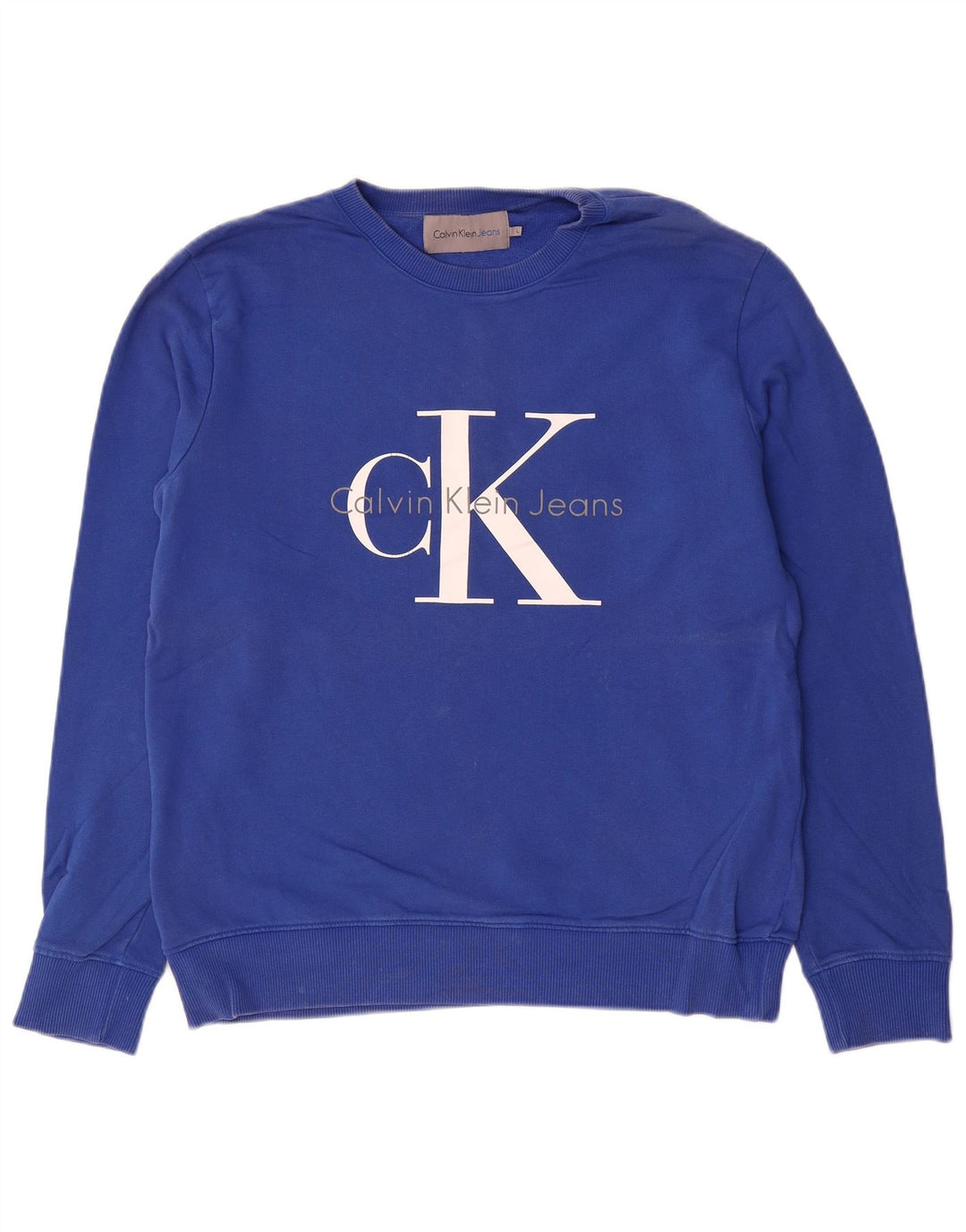 CALVIN KLEIN JEANS Ανδρικό γραφικό φούτερ Jumper μεγάλο μπλε βαμβακερό