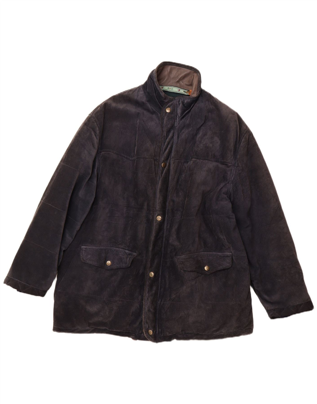 Vintage Ανδρικό Suede Ανεμοδαρικό Παλτό IT 52 XL Navy Blue δέρμα