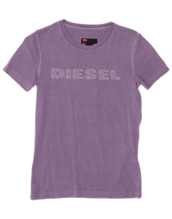 Γυναικείο γραφικό μπλουζάκι DIESEL Top UK 10 Small μωβ βαμβακερό