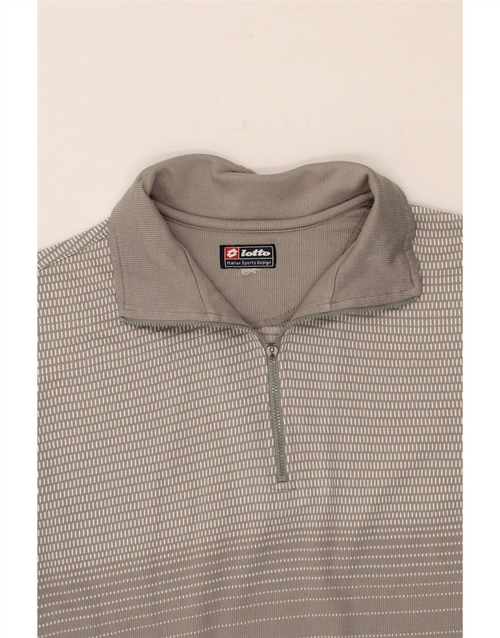 LOTTO Mens Zip Neck Top Long Sleeve Large Grey Striped Vintage Lotto and Second-Hand Lotto from Messina Hembry 