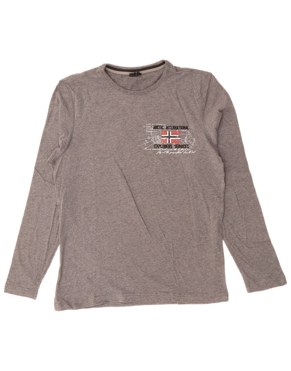 NAPAPIJRI Ανδρικό γραφικό τοπ Μακρυμάνικο Μεσαίο Γκρι