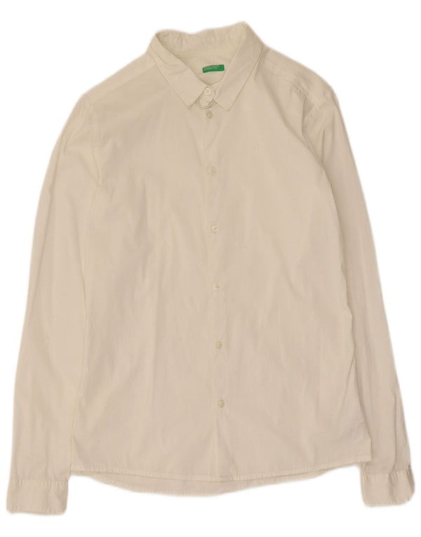 Πουκάμισο για αγόρι Benetton 13-14 ετών 3XL Λευκό βαμβακερό