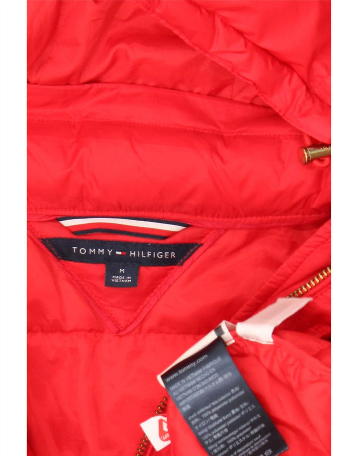 Tommy Hilfiger γυναικείο μπουφάν με κουκούλα UK 14 μεσαίο κόκκινο πολυαμίδιο
