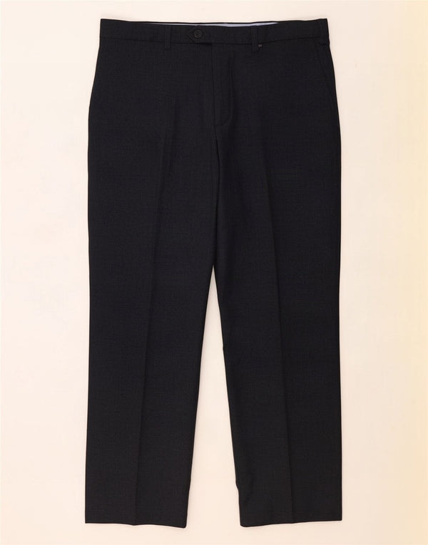 Ανδρικό παντελόνι με κανονική εφαρμογή Marks & Spencer W36 L29 Navy Blue Wool