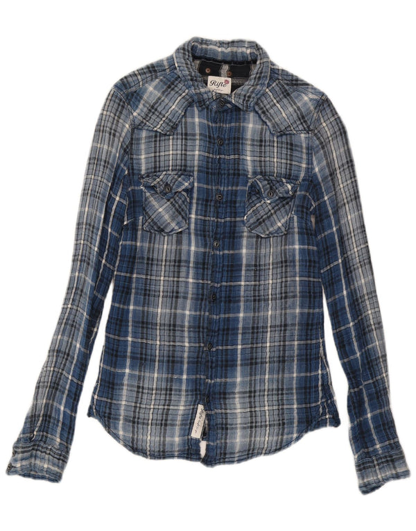 Rifle Ανδρικό φανελένιο πουκάμισο Small Blue Check Cotton