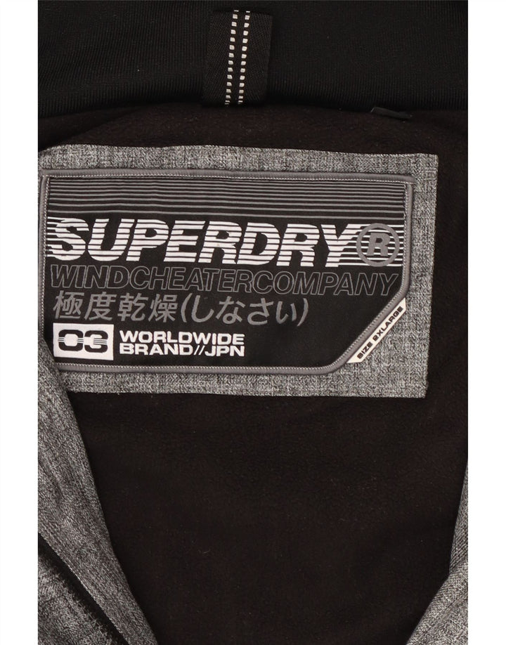 SUPERDRY γυναικείο μπουφάν με κουκούλα αντιανεμικό UK 20 2XL Grey Colourblock
