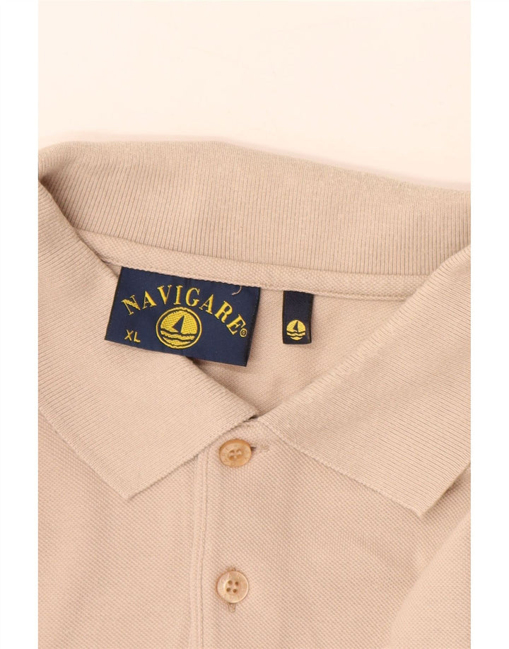 Ανδρικό μακρυμάνικο πόλο μπλουζάκι NAVIGARE XL από βαμβακερό μπεζ