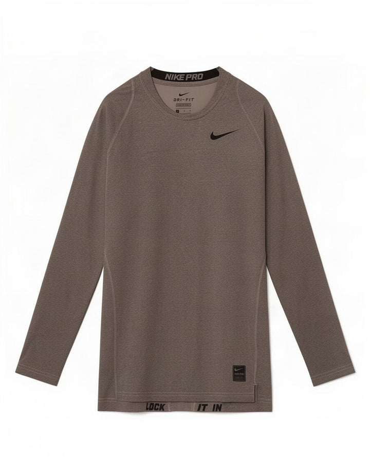 Nike γυναικείο Dri Fit μακρυμάνικο UK 10 Small Grey Colourblock Πολυεστέρας