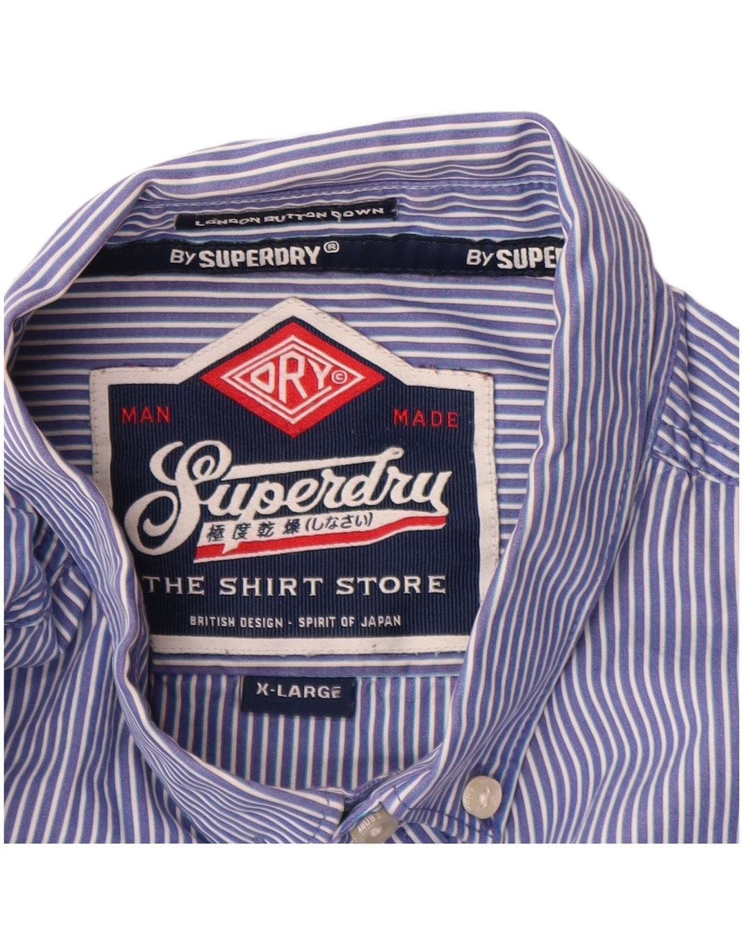 Ανδρικό πουκάμισο Superdry XL Μπλε βαμβακερό ριγέ