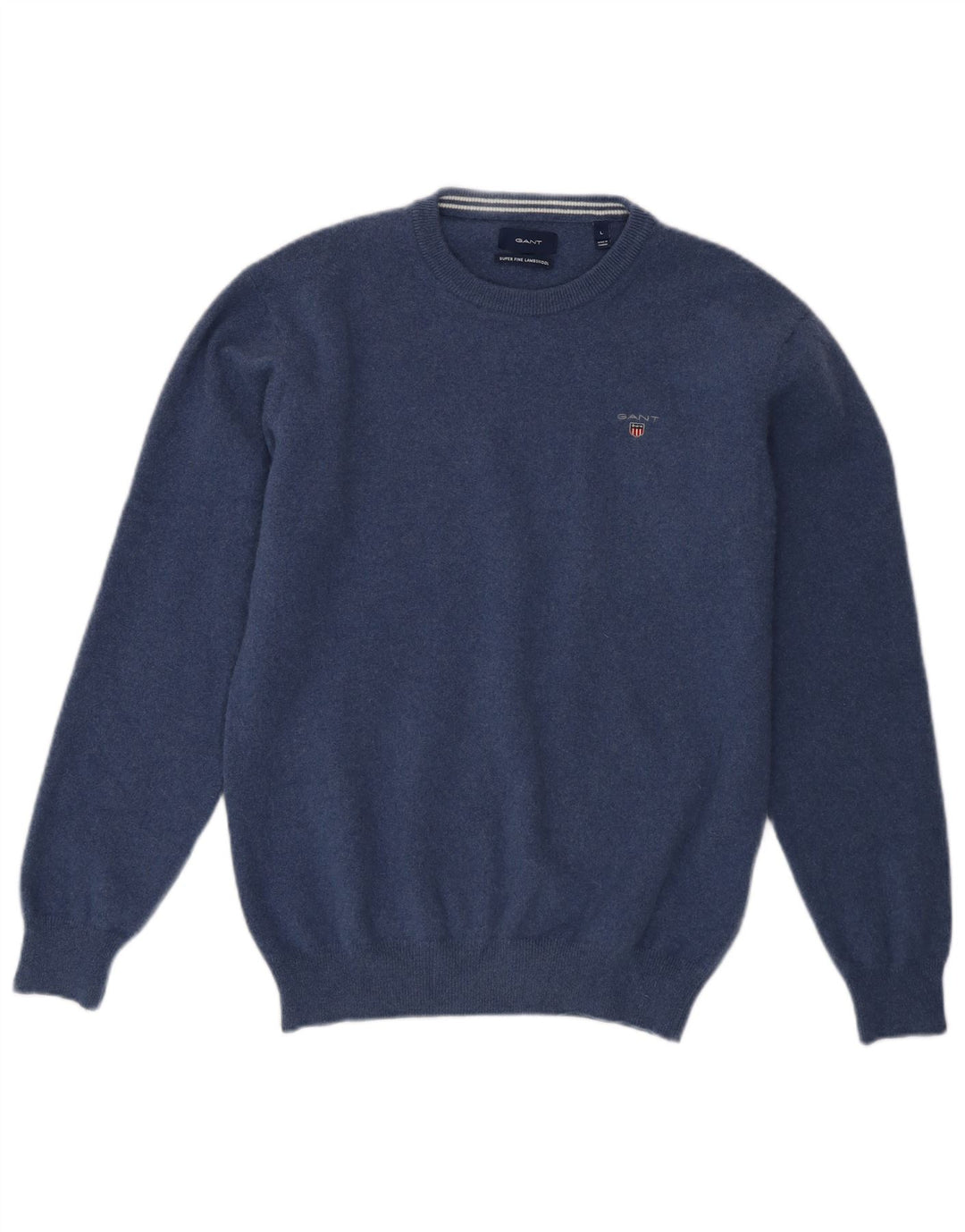 Πουλόβερ GANT Boys Crew Neck Jumper 15-16 Years Large Navy Blue Lambswool