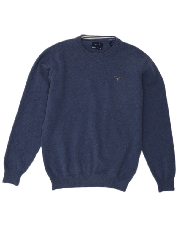Πουλόβερ GANT Boys Crew Neck Jumper 15-16 Years Large Navy Blue Lambswool
