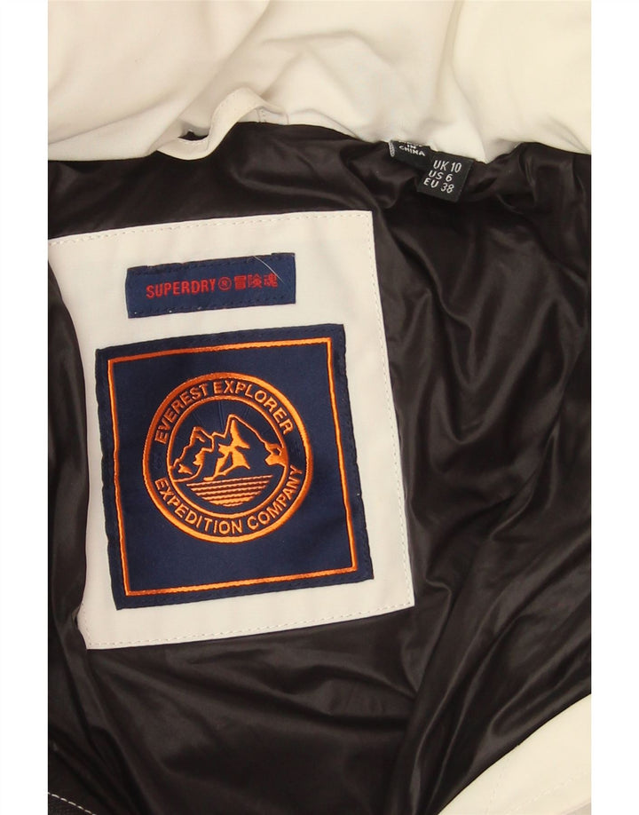 Superdry γυναικείο μπουφάν με κουκούλα μεγάλου μεγέθους UK 10 μικρό λευκό πολυεστέρα