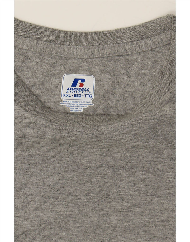 RUSSELL ATHLETIC Mens T-Shirt Top 2XL Grey Vintage Russell Athletic and Second-Hand Russell Athletic from Messina Hembry 