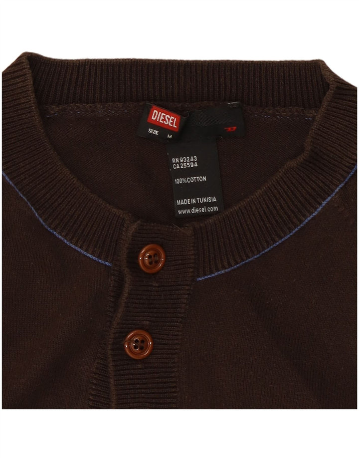 Γυναικείο πουλόβερ DIESEL με κουμπιά λαιμόκοψη UK 14 μεσαίο καφέ βαμβακερό