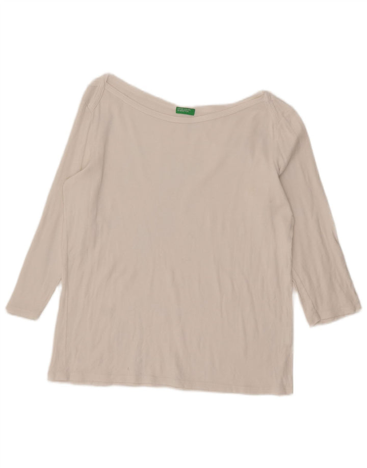 Benetton Γυναικείο τοπ 3/4 μανίκι UK 14 μεγάλο λευκό βαμβακερό