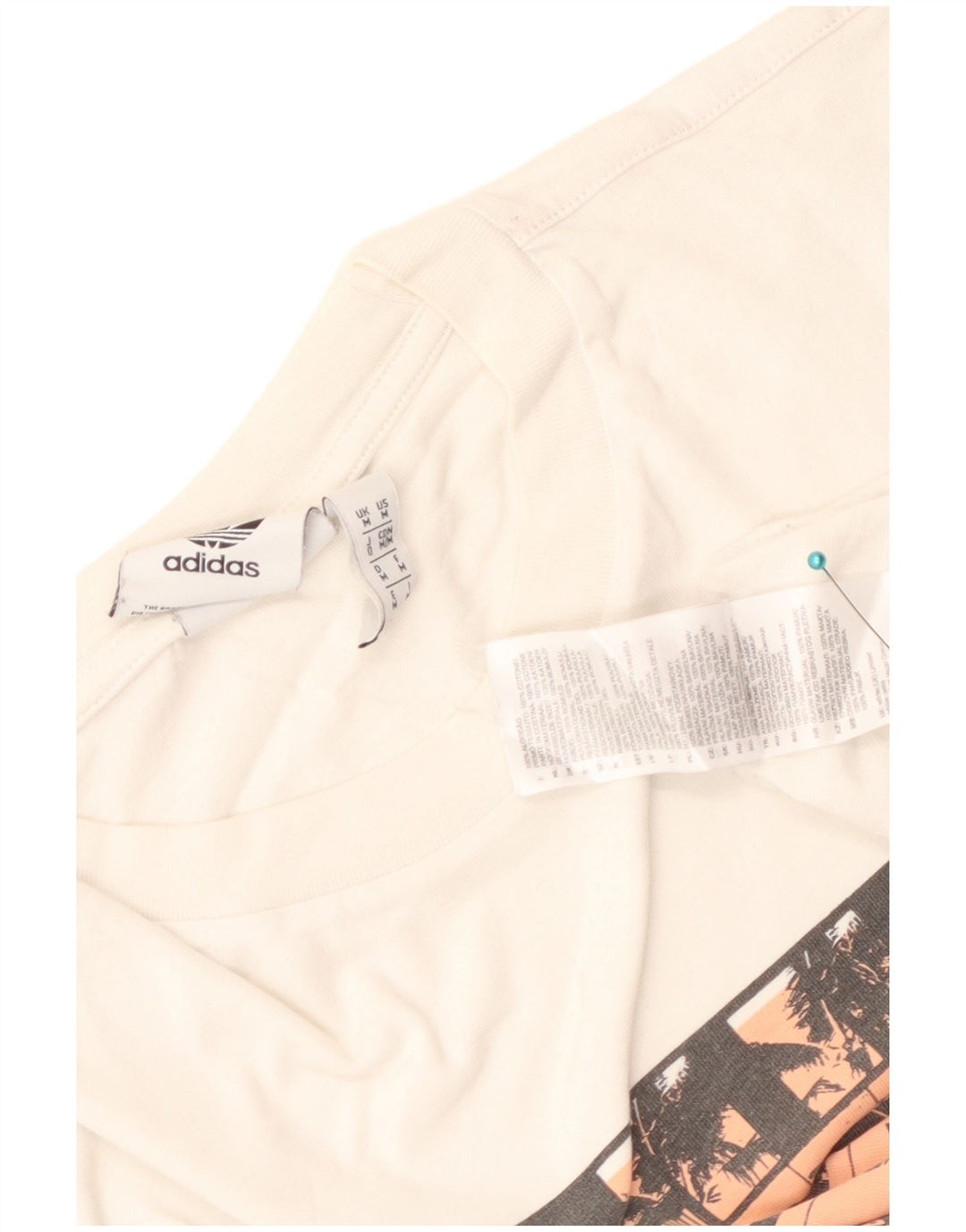 Ανδρικό γραφικό T-Shirt Adidas Top από μεσαίο λευκό βαμβακερό