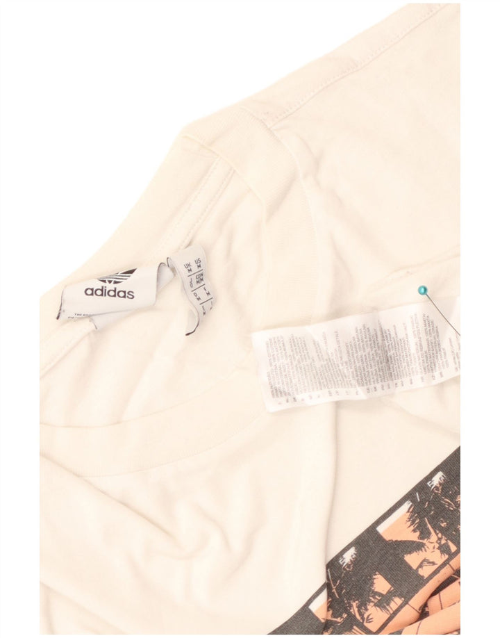 Ανδρικό γραφικό T-Shirt Adidas Top από μεσαίο λευκό βαμβακερό