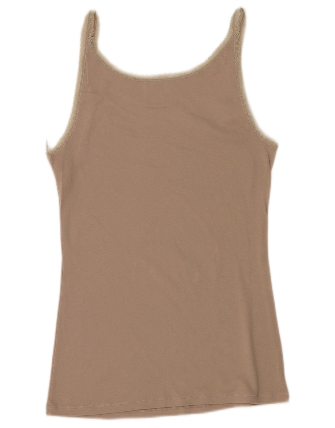BENETTON Γυναικείο Cami Top UK 14 Large Beige Floral Cotton
