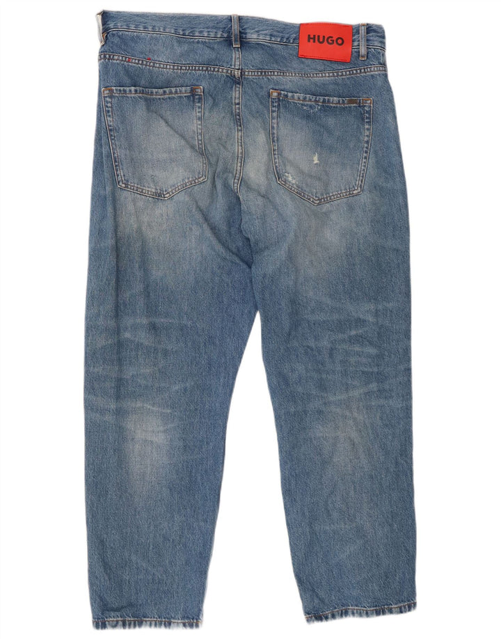 Ανδρικό τζιν HUGO BOSS Distressed Straight W34 L27 Μπλε βαμβακερό