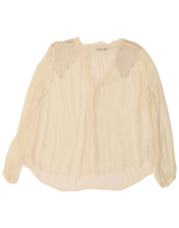 Mango Womens See Through Μπλούζα Top UK 12 Medium Off White Viscose
