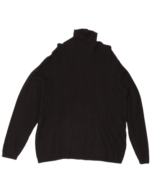 Marks & Spencer Womens Roll Neck Jumper Sweater UK 22 3XL Black Viscose