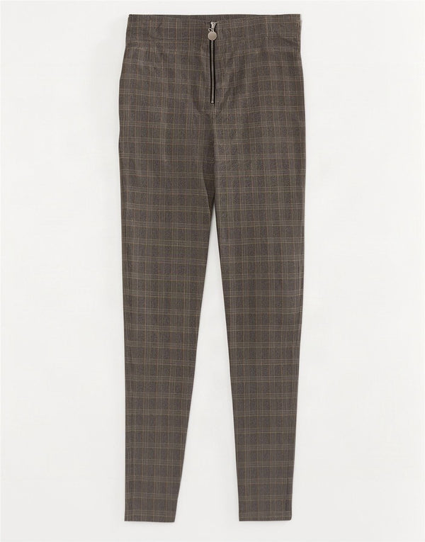 Zara Γυναικείο Skinny Casual Παντελόνι Small W26 L26 Grey Check Viscose