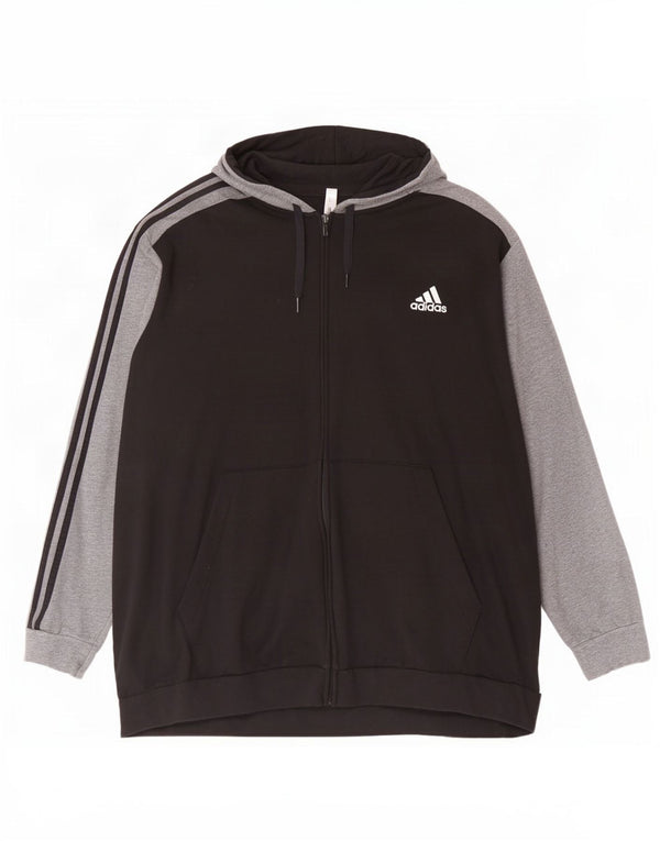 Ανδρικό πουλόβερ με κουκούλα με φερμουάρ Adidas 4XL μαύρο βαμβακερό χρώμα