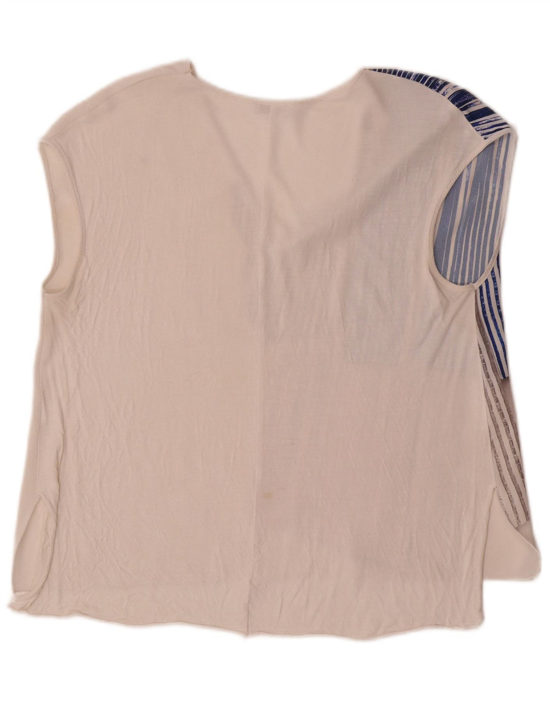 Zara Γυναικεία Αμάνικη Μπλούζα Τοπ UK 14 Medium White Colourblock
