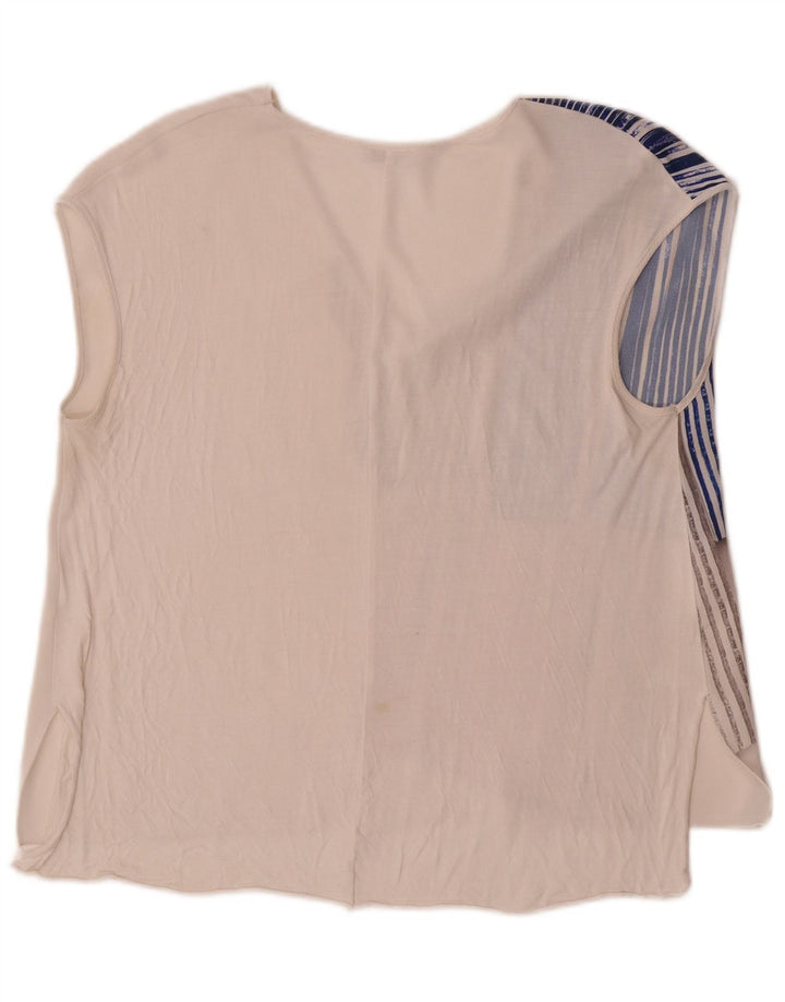 Zara Γυναικεία Αμάνικη Μπλούζα Τοπ UK 14 Medium White Colourblock