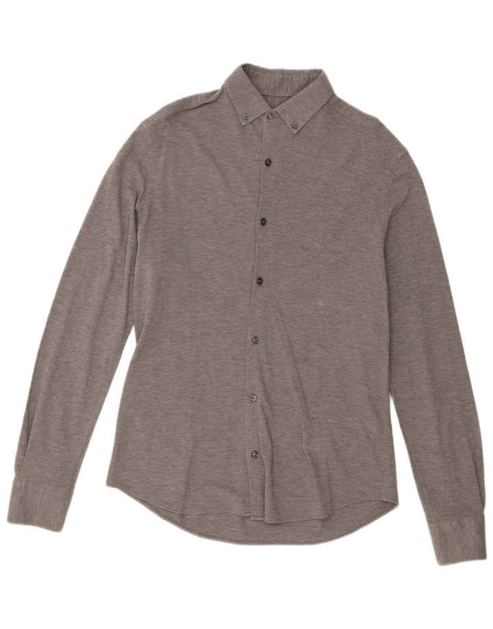 Ανδρικό πουκάμισο Massimo Dutti σε μεσαίο γκρι φλιτζάνι