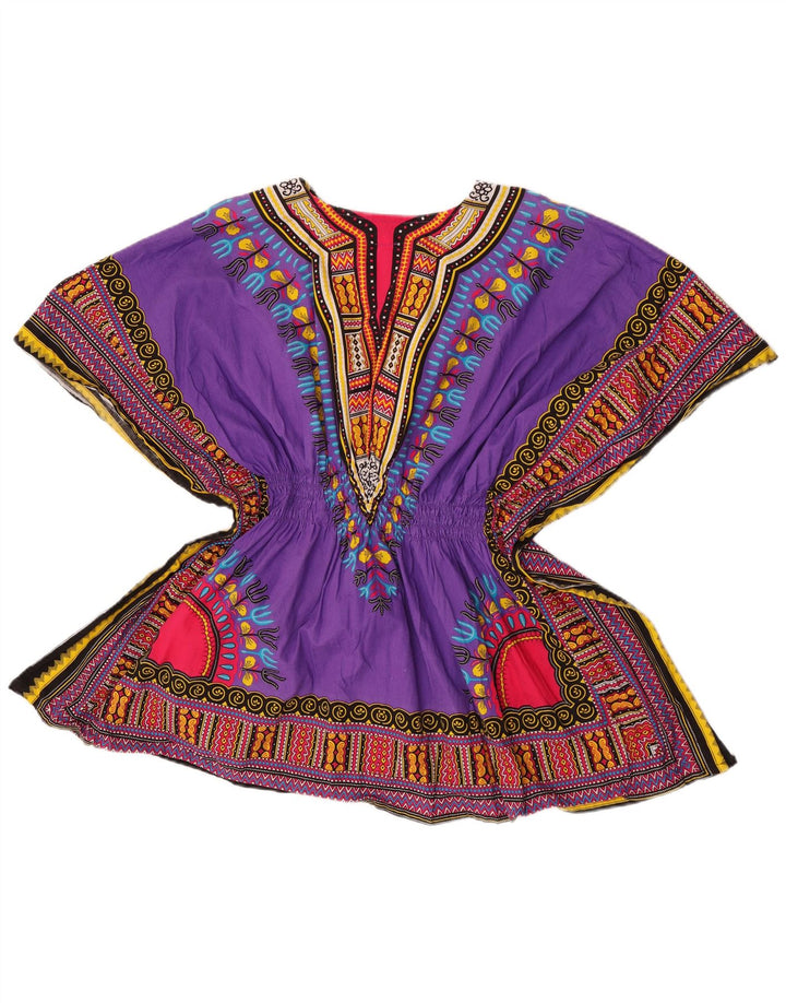 Vintage γυναικεία μπλούζα παραλίας Top One Size Μωβ γεωμετρικό βαμβάκι